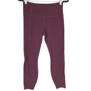 ATHLETA Women’s Leggings MEDIUM Burgundy Powervita Yoga Pants‎ Crop 591375-03